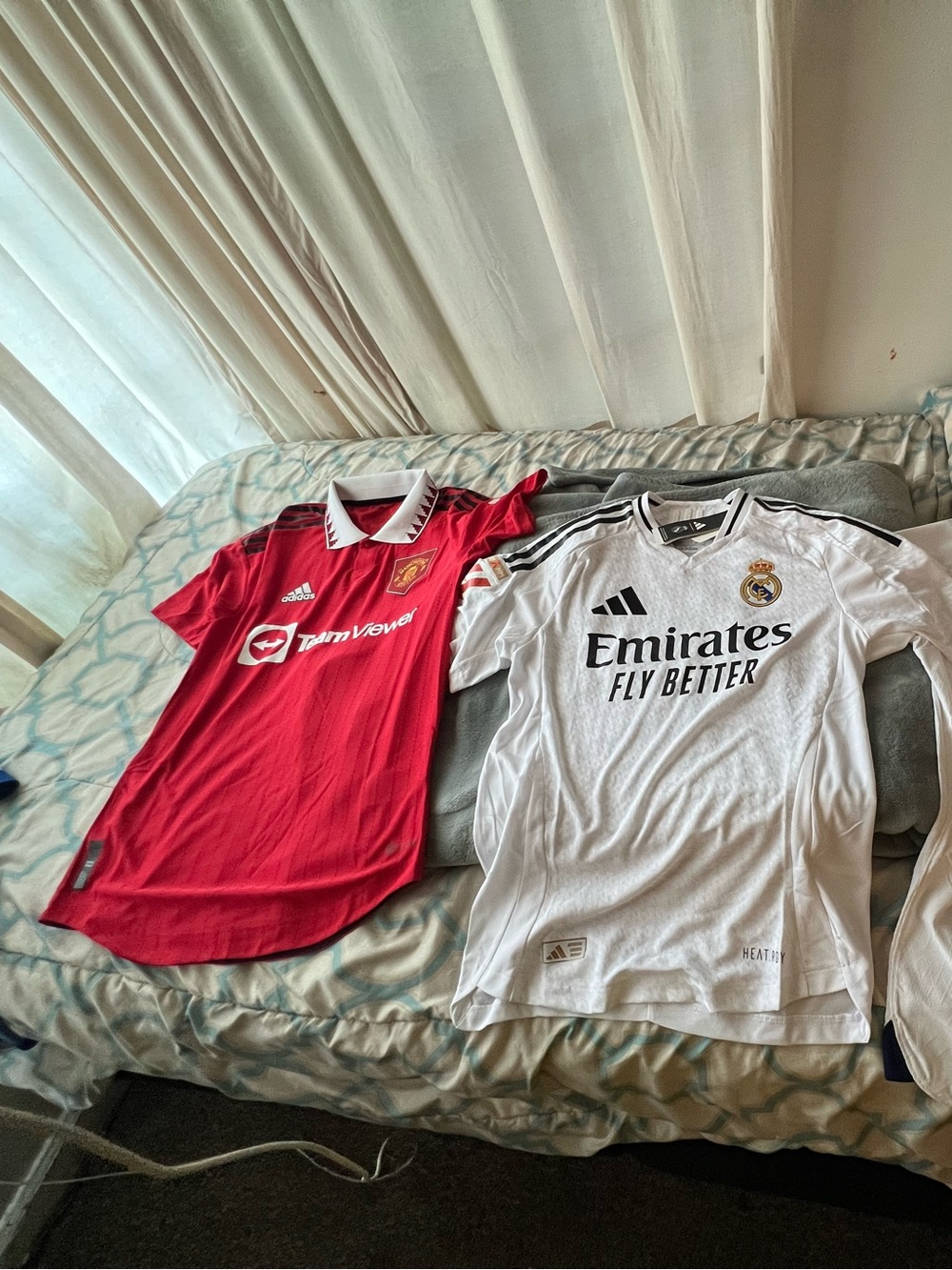 adidas White and Red Soccer authentic Jersey Manchester U. and Real Madrid…